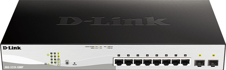 D-Link Switch di rete  DGS-1210-52MP Gestito L2 Gigabit Ethernet (10/100/1000) Supporto Power over (PoE) Nero, Grigio [DGS-1210-52MP/E]