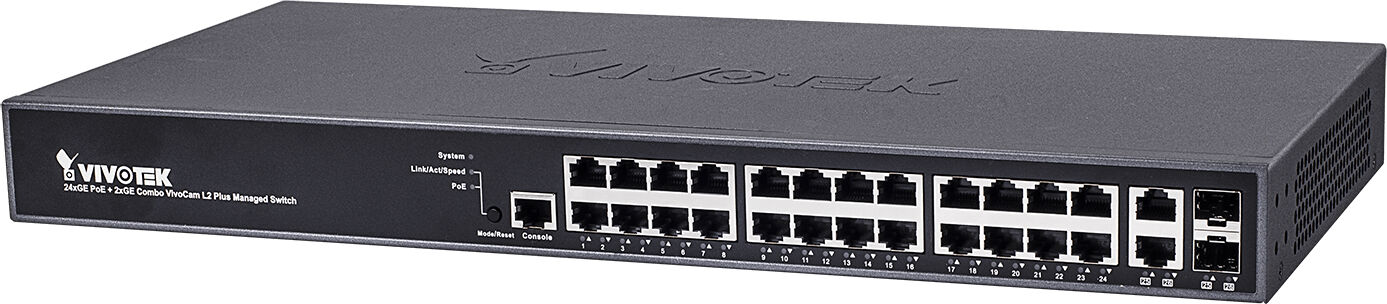 VIVOTEK AW-GEV-264B-370 switch di rete Gestito L2 Gigabit Ethernet (10/100/1000) Supporto Power over (PoE) Nero [VIO100152610]