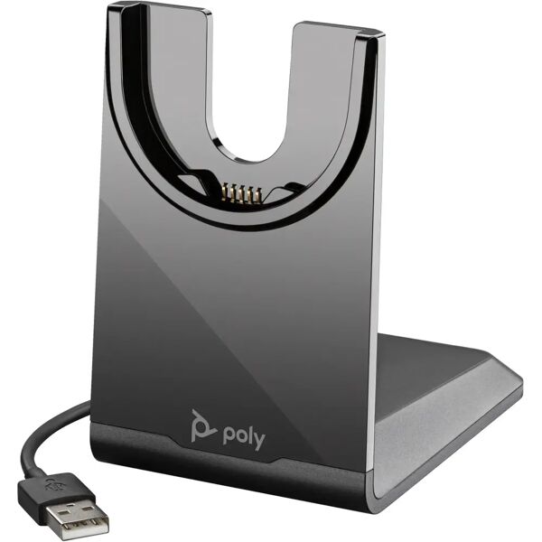 poly cuffia con microfono  cuffie voyager focus 2 uc + cavo da usb-a a usb-c supporto per ricarica