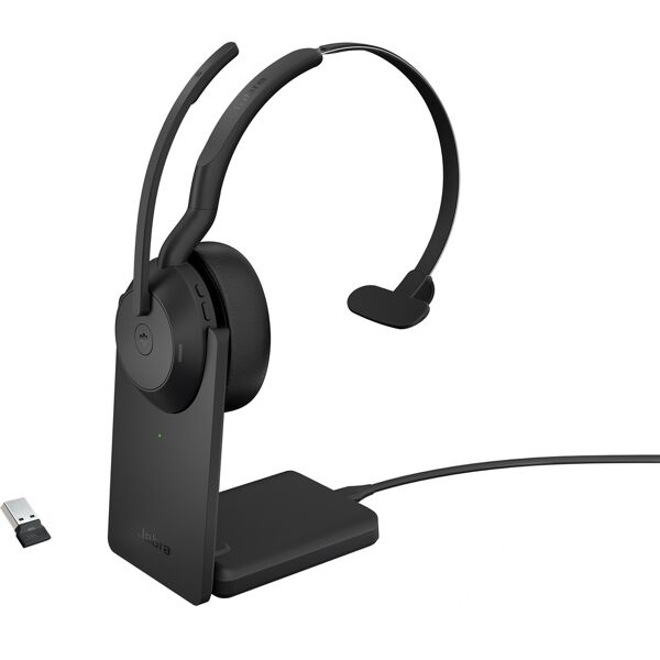 jabra cuffia con microfono  25599-899-989 cuffia e auricolare con cavo senza a padiglione ufficio bluetooth base di ricarica nero [25599-899-989]