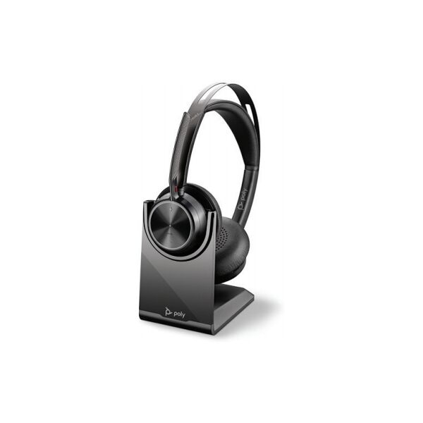 poly cuffia con microfono  voyager focus 2 uc auricolare con cavo e senza a padiglione ufficio usb tipo bluetooth base di ricarica nero [213727-02]