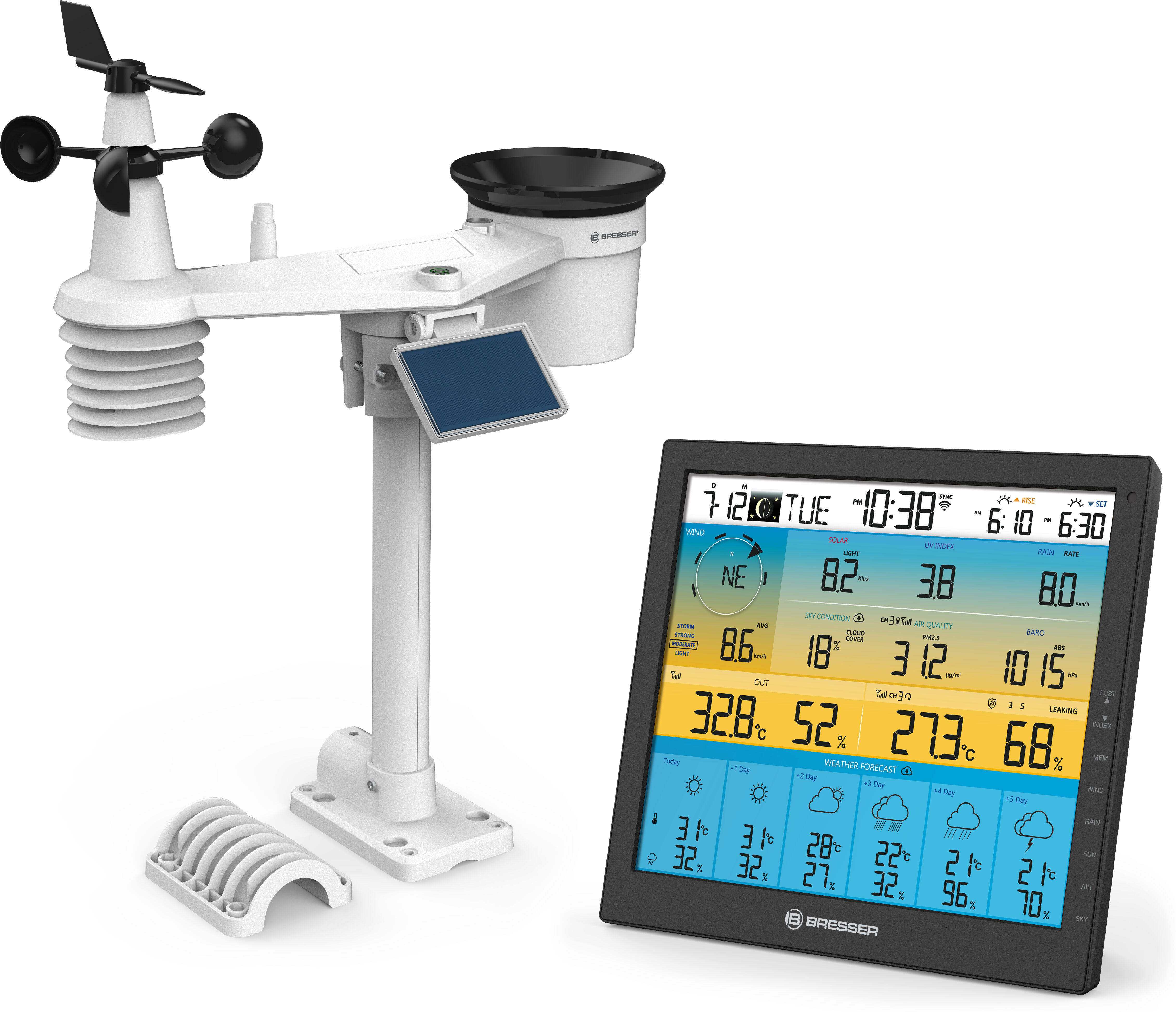 bresser optics 7003220 stazione meteorologica digitale nero lcd batteria/solare wi-fi [7003220]