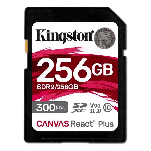 kingston memoria flash  256gb canvas react plus sdxc uhs-ii 300r/260w u3 v90 for full hd/4k/8k [sdr2/256gb]