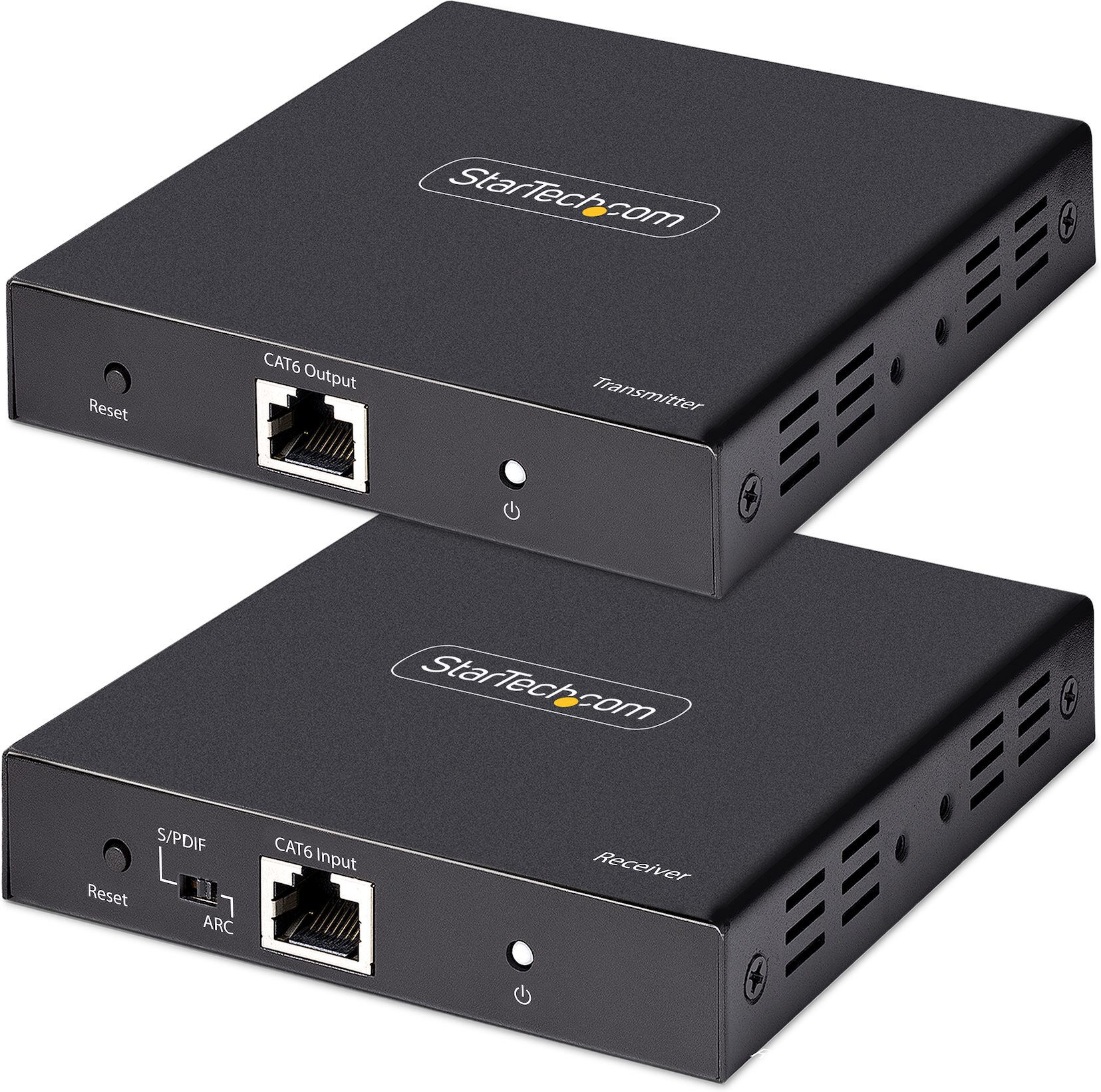 startech.com extender hdmi 4k su cavo ethernet cat5/cat6, video 60hz hdr fino a 70m, uscita e audio s/pdif di rete - kit estensore lan completo trasmettitore ricevitore [4k70ic-extend-hdmi]