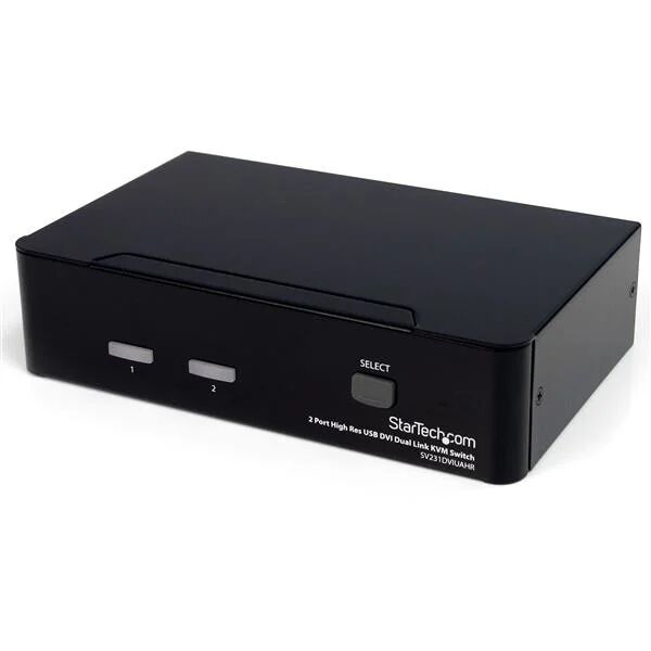 startech.com switch kvm dual link dvi usb alta risoluzione a 2 porte con audio [sv231dviuahr]