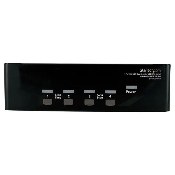 startech.com switch kvm doppio monitor vga dvi 4 porte usb con audio e hub 2.0 [sv431ddvdua]