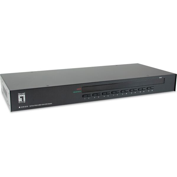 levelone kvm-3216 switch per keyboard-video-mouse (kvm) montaggio rack nero [kvm-3216]