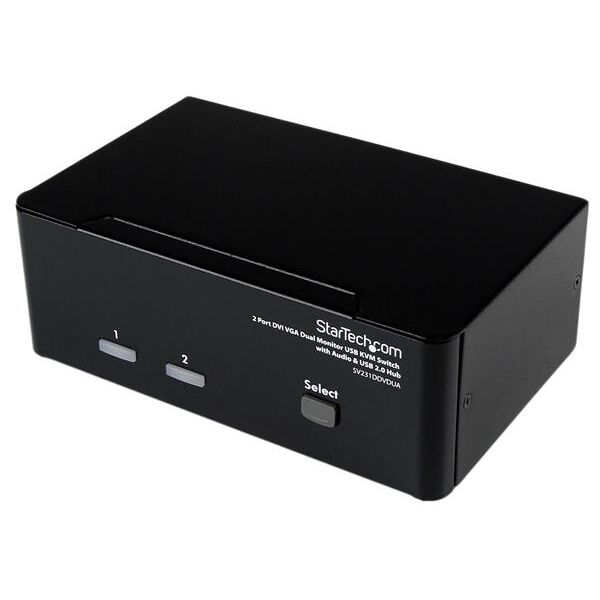 startech.com switch kvm doppio monitor vga dvi 2 porte usb con audio e hub 2.0 [sv231ddvdua]