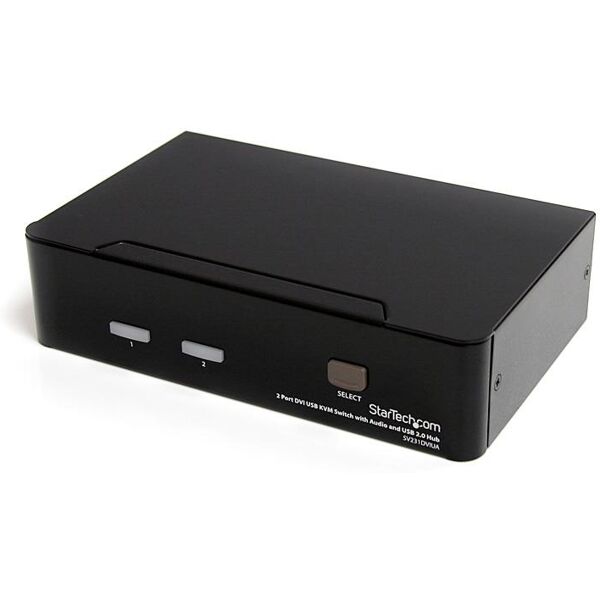 startech.com switch kvm dvi usb 2 porte, con audio e hub 2.0 [sv231dviua]