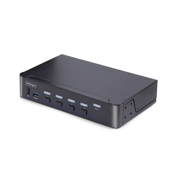 startech.com kvm switch displayport a 4 porte, 8k 60hz / 4k 144hz, display singolo, dp 1.4, 2x usb 3.0, 4x 2.0 hid, commutazione con pulsanti e tasti di scelta rapida, conforme taa - indipendente dal so [d86a2-4-port-8k-kvm]