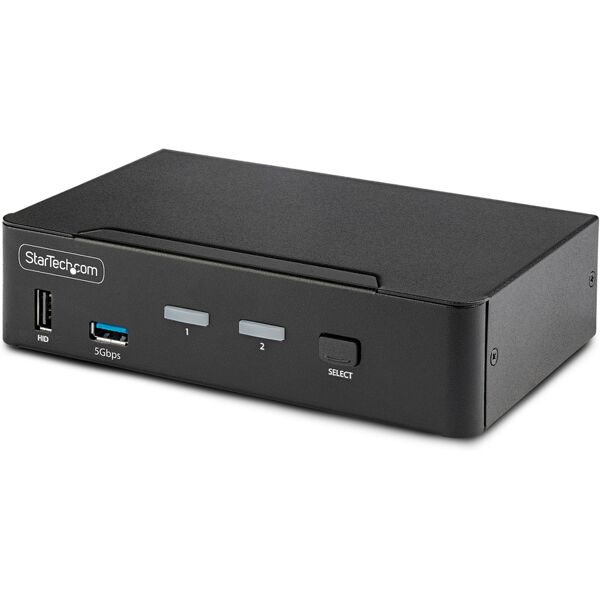 startech.com kvm switch displayport a 2 porte, display singolo 8k 60hz / 4k 144hz, dp 1.4, porte usb 3.0, 4 2.0 hid, commutazione con hot keys, conforme taa - indipendente dal so, case in metallo [d86a2-2-port-8k-kvm]