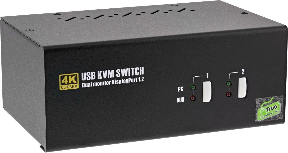 inline kvm switch desktop, 2 porte, dual monitor, dp 1.2, 4k, usb 2.0, audio [63642i]