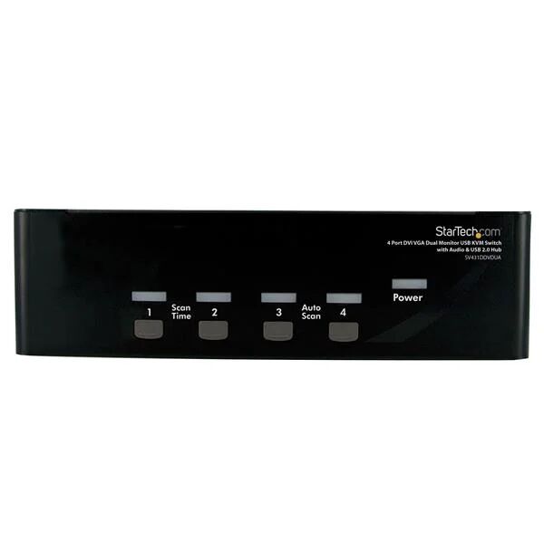 startech.com switch kvm doppio monitor vga dvi 4 porte usb con audio e hub 2.0 [sv431ddvdua]