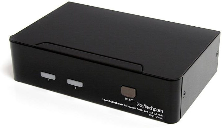 startech.com switch kvm dvi usb 2 porte, con audio e hub 2.0 [sv231dviua]