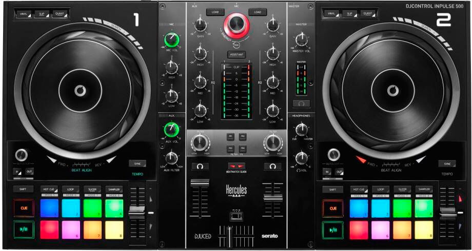 hercules controller per dj  inpulse 500 mixer con controllo dvs (digital vinyl system) nero [ss-1940]