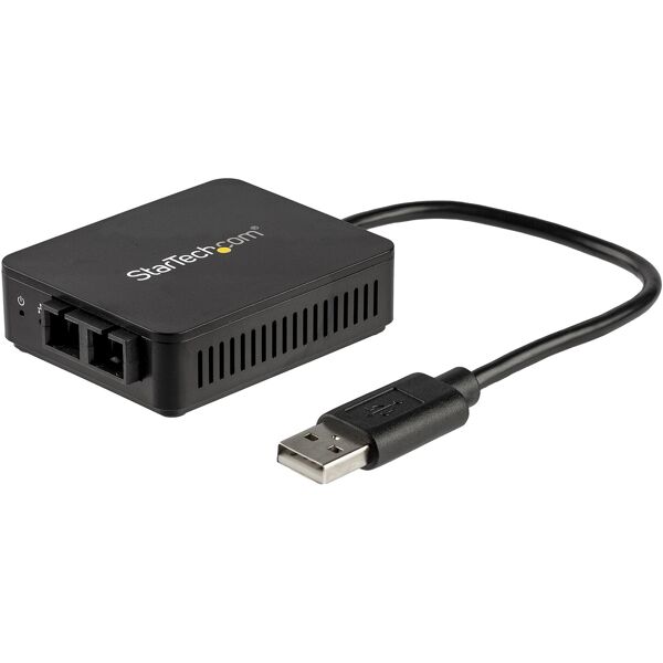 startech.com convertitore da usb a fibra ottica - 100 mbps adattatore di rete compatto 2.0 compatibile con multimodale duplex femmina 100base-fx sc / mmf 2km da lan [us100a20fxsc]