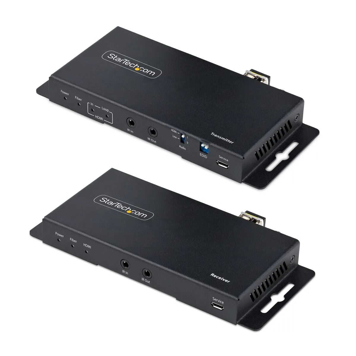 startech.com kit extender hdmi su fibra ottica lc, 4k 60hz fino a 1km (single mode) o 300m (multimode) - estensore hdmi, hdr, hdcp, 3,5mm audio/rs232/ir extender, trasmettitore e ricevitore [st121hd20fxa2]