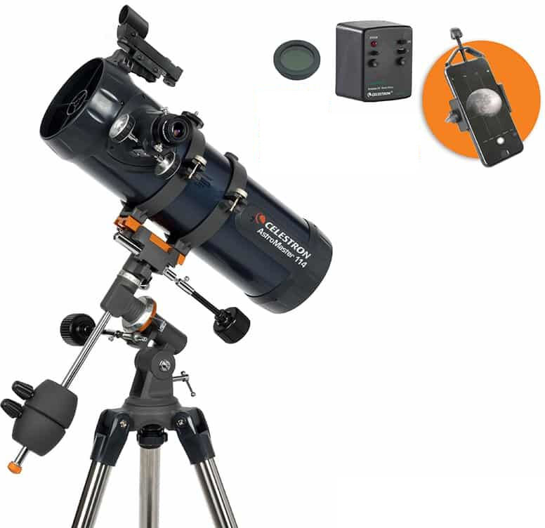 celestron telescopio  astromaster 114eq-md riflettore 100x nero [ce32042]