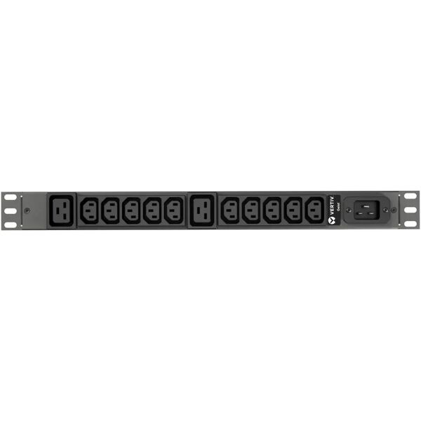 vertiv geist rpdu, basic, 1u, input c20 230v 16a, outputs (10)c13   (2)c19 unità di distribuzione dell'energia (pdu) 12 presa(e) ac nero [vp9559]