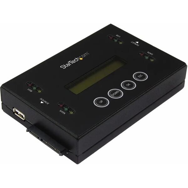 startech.com docking station per hard disk a 2 slot - duplicatore ed eraser standalone 1:1 con funzione clone chiavette usb e disco rigido ssd/hdd sata display lcd taa indipendente dal so [su2dupera11]