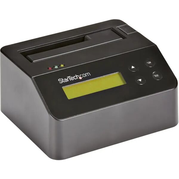 startech.com docking station per hard disk a singolo slot - dock usb 3.0 standalone con funzione eraser e sanificazione hdd/ssd sata ii, 9 modalità di cancellazione display lcd, porta stampante db-9 taa [sdock1eu3p]