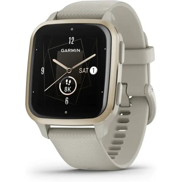 garmin spedizione immediata -  venu sq 2 - music edition, smartwatch, display 1,4 amoled, gps, cardio, spo2, 25+ app sport & fitness, pay, musica, spotify, deezer, amazon music, autonomia fino a 11 giorni (cream gold french gray) [010-02700-12]