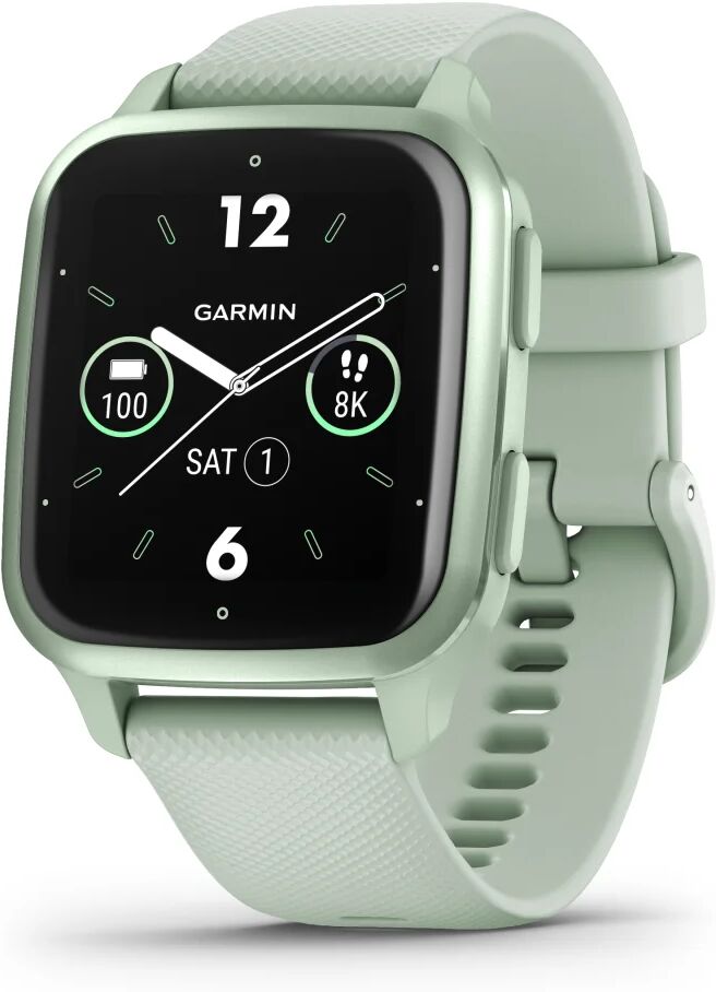 garmin venu sq 2, smartwatch, display 1,4 amoled, gps, cardio, spo2, 25+ app sport & fitness, workout, coach, pay, autonomia fino a 11 giorni (metallic cool mint)