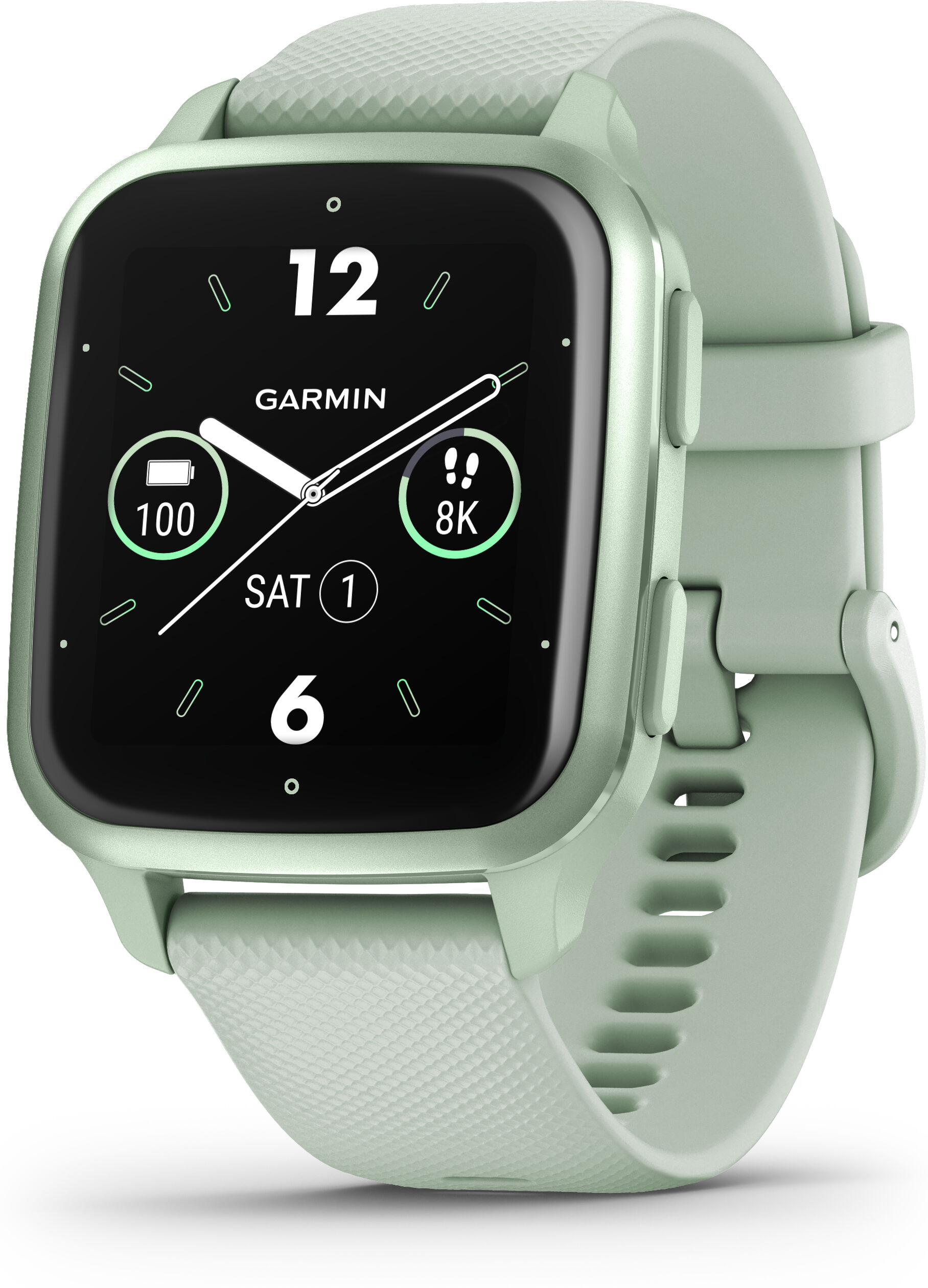 garmin venu sq 2, smartwatch, display 1,4 amoled, gps, cardio, spo2, 25+ app sport & fitness, workout, coach, pay, autonomia fino a 11 giorni (metallic cool mint) [010-02701-12]