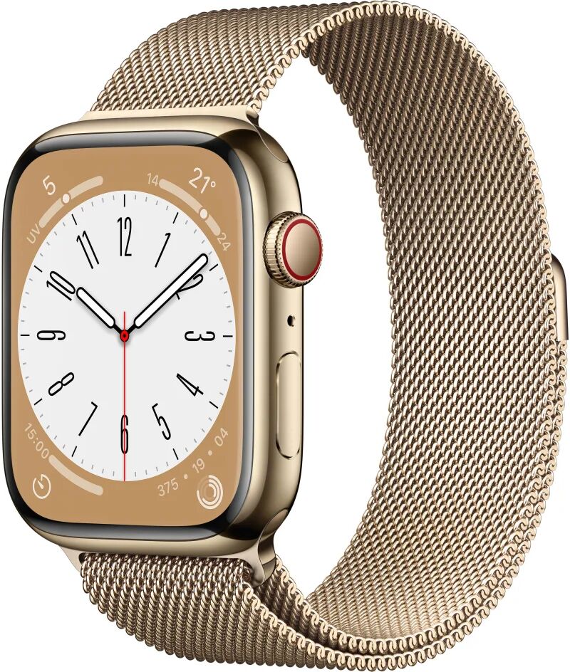 Apple Smartwatch  Watch Series 8 OLED 45 mm Digitale 396 x 484 Pixel Touch screen 4G Oro Wi-Fi GPS (satellitare) [MNKQ3FD/A]