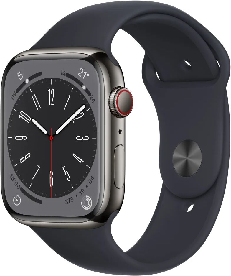 Apple Smartwatch  Watch Series 8 OLED 45 mm Digitale 396 x 484 Pixel Touch screen 4G Grafite Wi-Fi GPS (satellitare) [MNKU3FD/A]