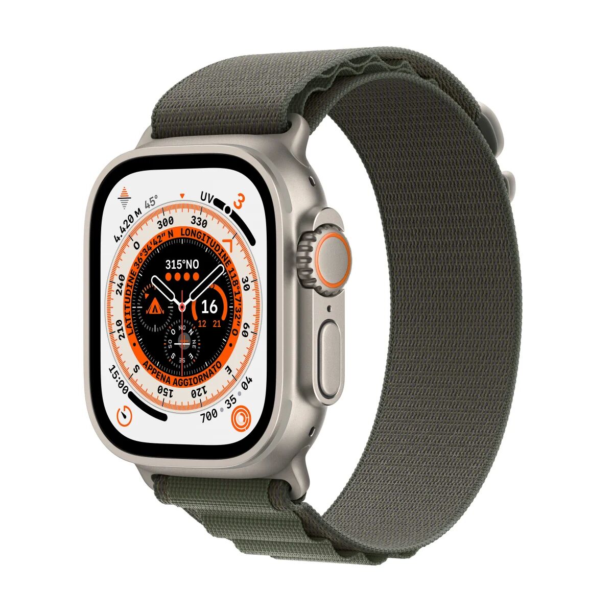 Apple Smartwatch  Watch Ultra OLED 49 mm Digitale 410 x 502 Pixel Touch screen 4G Titanio Wi-Fi GPS (satellitare) [MQFN3FD/A]