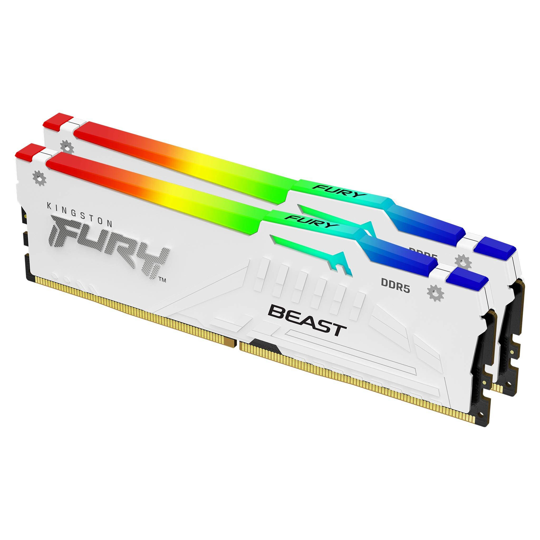 Kingston Memoria  FURY Beast 64 GB 5200 MT/s DDR5 CL40 DIMM (Kit da 2 moduli) White RGB XMP [KF552C40BWAK2-64]