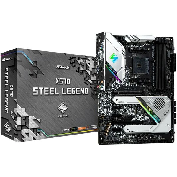 asrock scheda madre  x570 steel legend amd socket am4 atx [90-mxbar0-a0uayz]