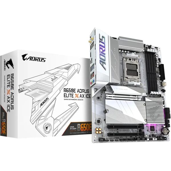 gigabyte b650e aorus elite x ax ice scheda madre amd b650 presa di corrente am5 atx [b650e a ice]