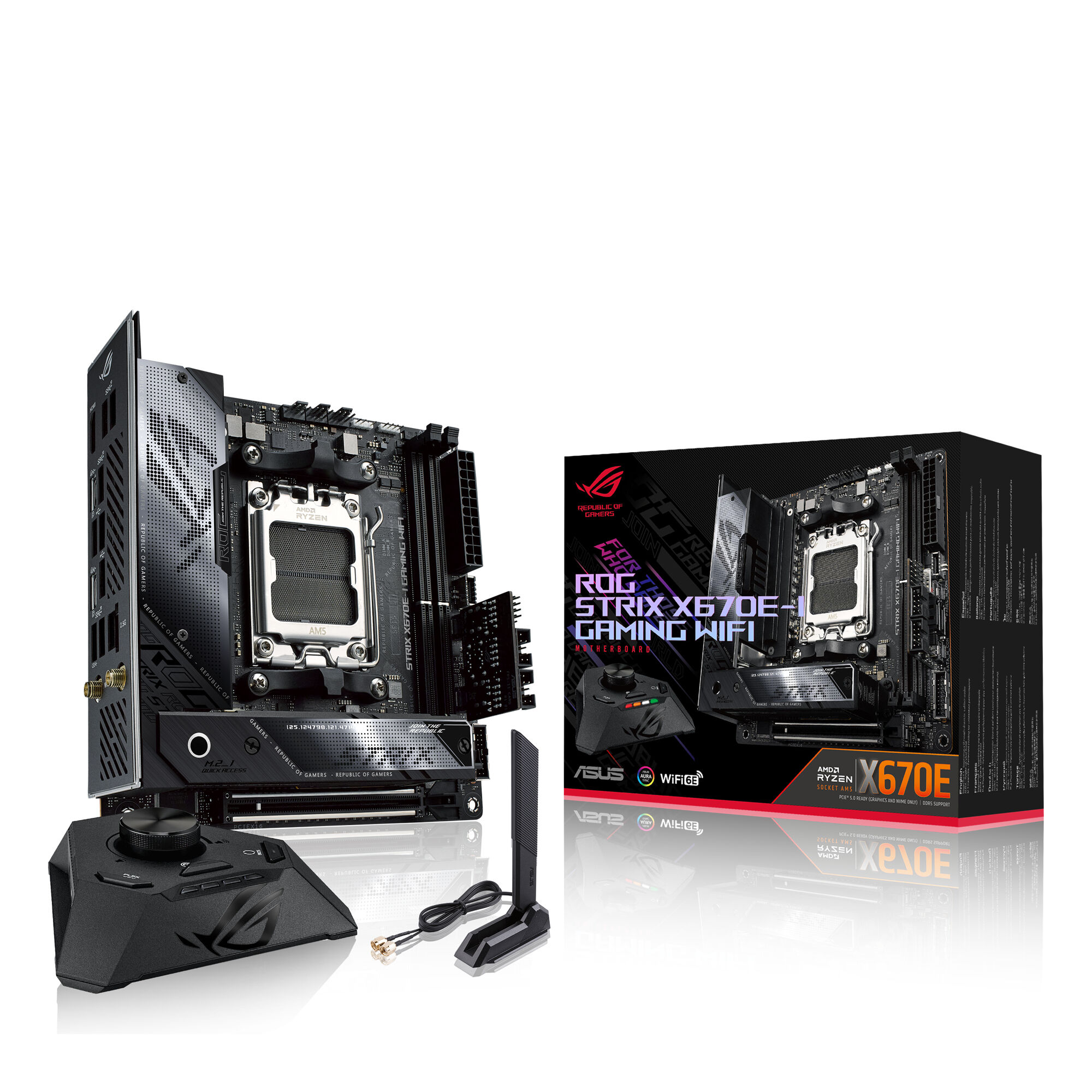 Asus Scheda madre  ROG STRIX X670E-I GAMING WIFI AMD X670 Presa di corrente AM5 mini ITX [90MB1B70-M0EAY0]