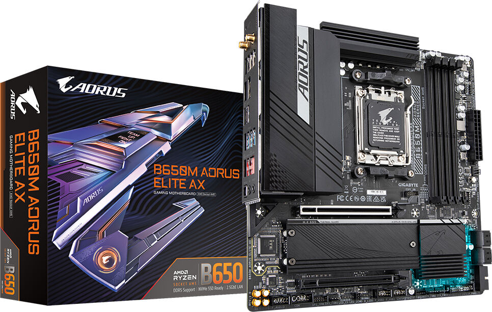 Gigabyte B650M AORUS ELITE AX scheda madre AMD B650 Presa di corrente AM5 micro ATX [B650M AX]