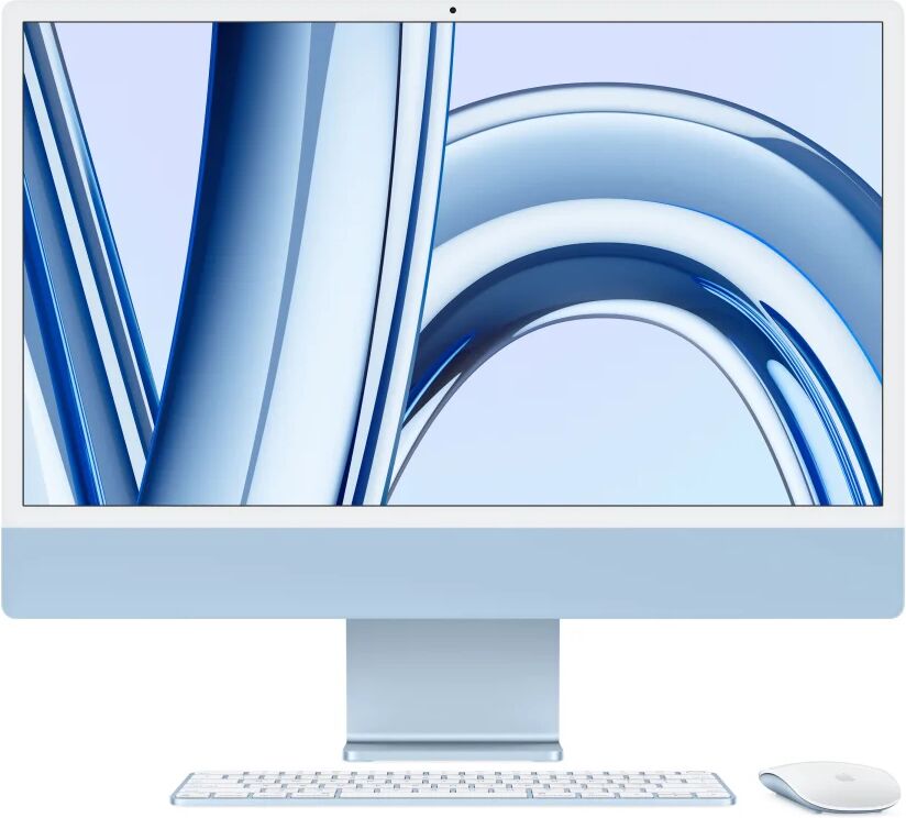 apple imac con retina 24'' display 4.5k m3 chip 8‑core cpu e 10‑core gpu, 256gb ssd - blu