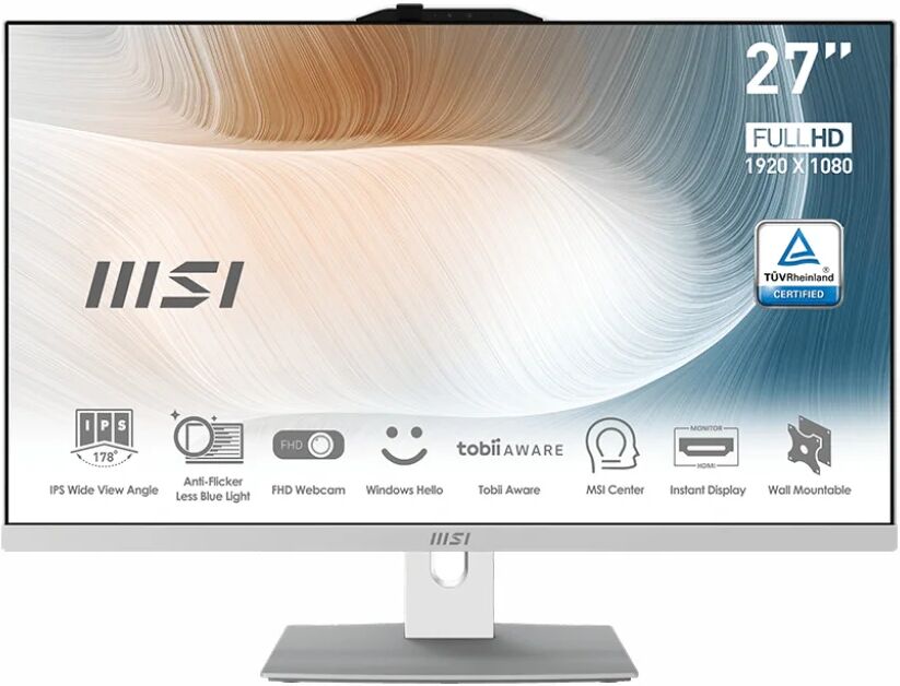 MSI Modern AM272P 12M-018DE Intel® Core™ i5 i5-1240P 68,6 cm (27") 1920 x 1080 Pixel 8 GB DDR4-SDRAM 512 SSD PC All-in-one Windows 11 Home Wi-Fi 6 (802.11ax) Bianco [MODERN 12M-018DE]