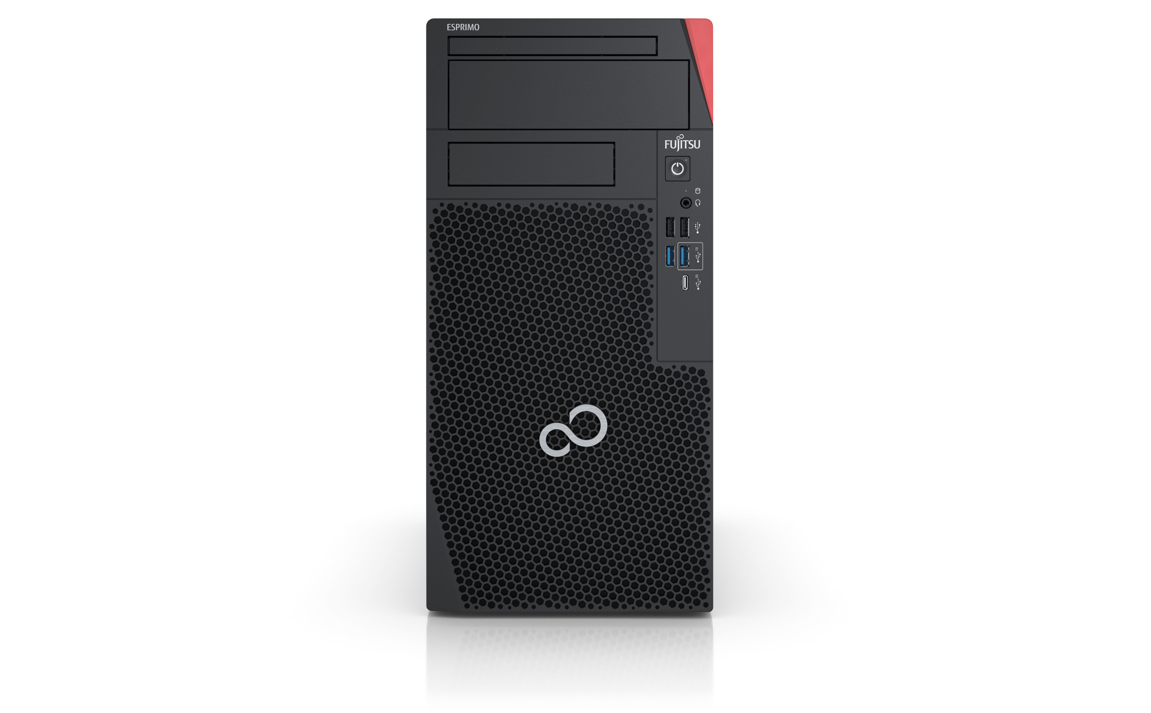 Fujitsu PC/Workstation  ESPRIMO P7012 Intel® Core™ i5 i5-12500 8 GB DDR4-SDRAM 512 SSD Windows 11 Pro Desktop PC Nero, Rosso [VFY:P712EPC50MIN]