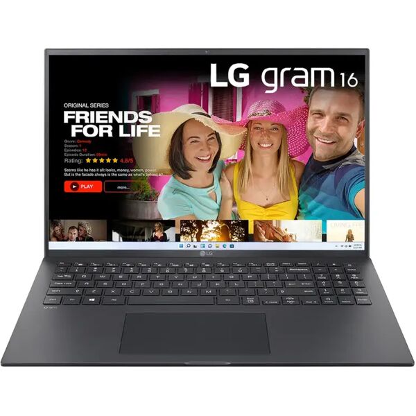 lg gram 16zb90r notebook 16 - windows 11 home, intel i7 evo, 16gb ram, 512gb ssd, solo 1.19kg di peso, obsidian black