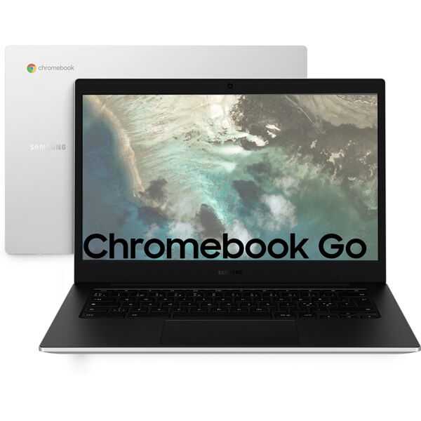 samsung notebook  galaxy chromebook go 35,6 cm (14) hd intel® celeron® n n4500 4 gb lpddr4x-sdram 64 emmc wi-fi 6 (802.11ax) chromeos argento [xe340xda-ka1it]