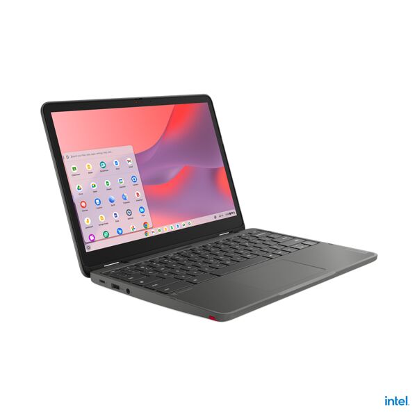 lenovo notebook  500e yoga chromebook 31 cm (12.2) touch screen wuxga intel® n n200 8 gb lpddr5-sdram 128 emmc wi-fi 6e (802.11ax) chromeos grigio [82w4000kix]