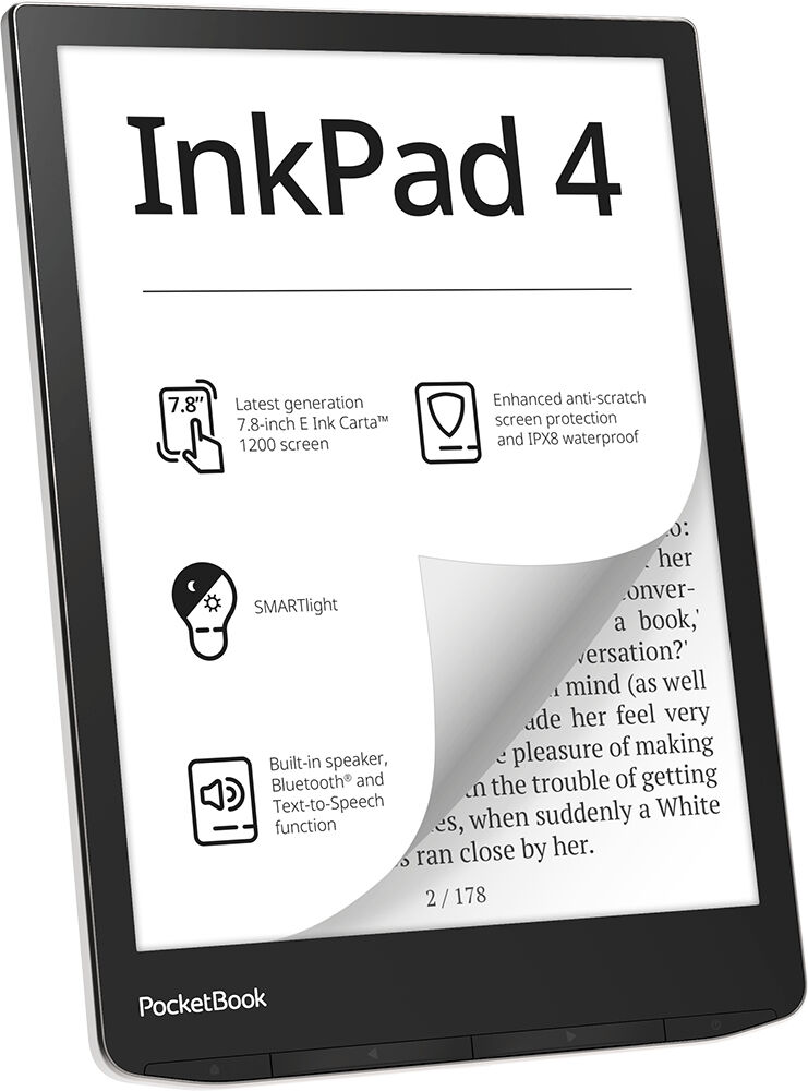 pocketbook lettore ebook  inkpad 4 lettore e-book touch screen 32 gb wi-fi nero, argento [pb743g-u-ww]