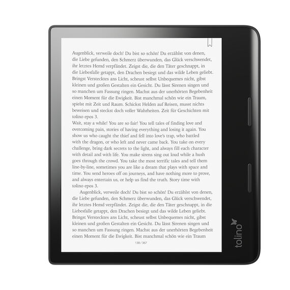 Tolino Lettore eBook  Epos 3 lettore e-book Touch screen 32 GB Wi-Fi Nero [EPOS 3]