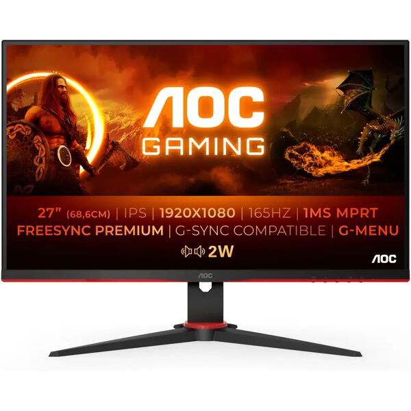 aoc monitor  g2 27g2spae/bk led display 68,6 cm (27) 1920 x 1080 pixel full hd nero, rosso [27g2spae/bk]