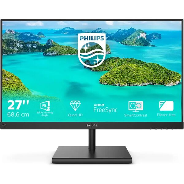 philips monitor  e line 275e1s/00 led display 68,6 cm (27) 2560 x 1440 pixel quad hd nero [275e1s/00]