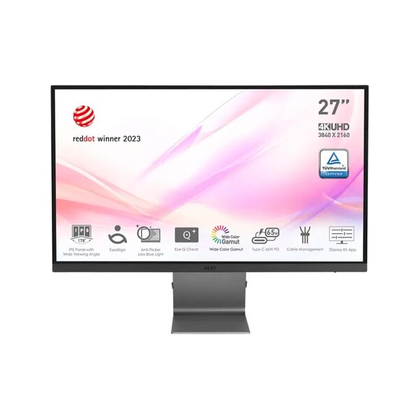 msi modern md271ul monitor pc 68,6 cm (27) 3840 x 2160 pixel 4k ultra hd grigio [9s6-3pb8ch-003]