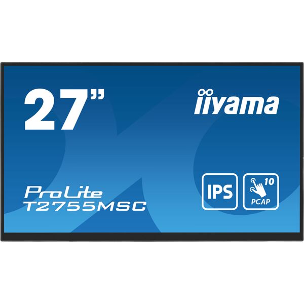 iiyama prolite t2755msc-b1 monitor pc 68,6 cm (27) 1920 x 1080 pixel full hd led touch screen da tavolo nero [t2755msc-b1]