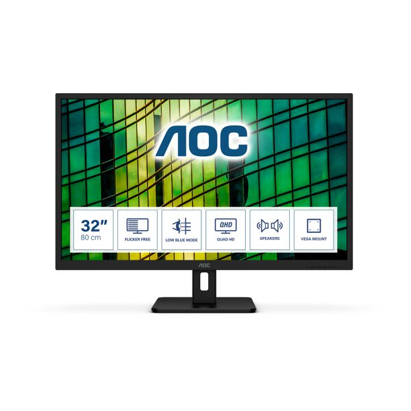 aoc monitor  e2 q32e2n led display 80 cm (31.5) 2560 x 1440 pixel quad hd nero [q32e2n]