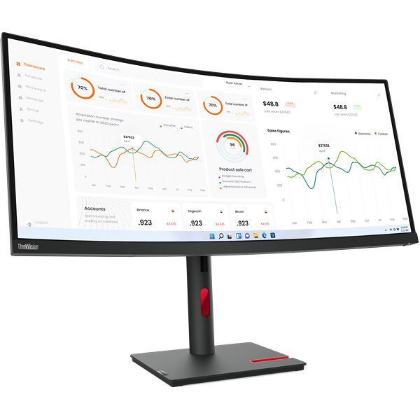 lenovo monitor  thinkvision t34w-30 led display 86,4 cm (34) 3440 x 1440 pixel wide quad hd nero [63d4gat1eu]